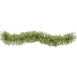 Nearly Natural 6' Christmas Pine Artificial Garland With 50 Warm White Led Lights And Pine Cones Outlet