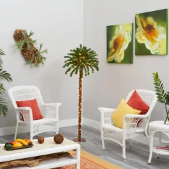 Nearly Natural 5 Ft. Christmas Palm Artificial Tree With 150 Warm White Led Lights