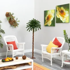 Nearly Natural 5 Ft. Christmas Palm Artificial Tree With 150 Warm White Led Lights