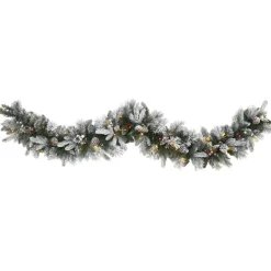 Nearly Natural 6 Ft. Flocked Mixed Pine Artificial Christmas Garland With 50 Led Lights, Pine Cones And Berries Discount