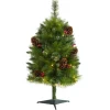 Nearly Natural 3 Ft. Montana Mixed Pine Artificial Christmas Tree With Pine Cones, Berries And 50 Clear Led Lights