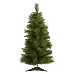 Nearly Natural 3 Ft. New Haven Pine Artificial Christmas Tree With 50 Warm White Led Lights And 93 Bendable Branche New