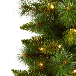 Nearly Natural 3 Ft. New Haven Pine Artificial Christmas Tree With 50 Warm White Led Lights And 93 Bendable Branche New