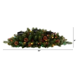 Nearly Natural 30 In. Flocked And Glittered Artificial Christmas Triple Candelabrum With 35 Multicolored Lights And Online