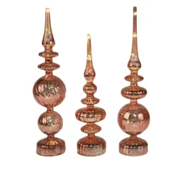 Alison at Home Illuminated Glass Finials With Timers 3-Piece Set Red Plum Discount