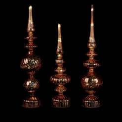 Alison at Home Illuminated Glass Finials With Timers 3-Piece Set Red Plum Discount