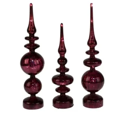 Alison at Home Illuminated Glass Finials With Timers 3-Piece Set Red Plum Discount