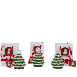 Mr. Christmas As Is Set Of 3 Mini Snow-Tipped Nostalgic Trees With Timer Clearance