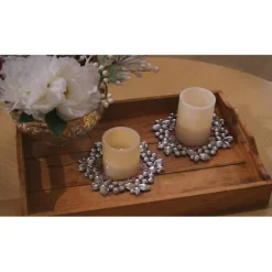august & leo 7" Jeweled Wreath Candle Rings - Set Of 2 Outlet