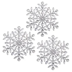august & leo Mini Jeweled Snowflakes Set Of 3 New