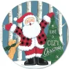 Courtside Market Buffalo Plaid Santa 12X12 Circular Wood Decor Hot