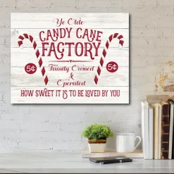 Courtside Market Candy Cane Factory 10.5" X 14" Wood Art Outlet