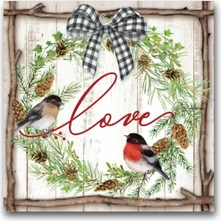 Courtside Market Canvas Wall Art - Love Pinecone Wreath, 16" X 16" Best