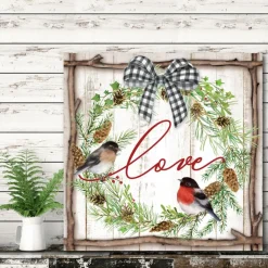 Courtside Market Canvas Wall Art - Love Pinecone Wreath, 16" X 16" Best
