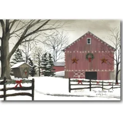 Courtside Market Christmas Red Barn Canvas Wall Art Outlet