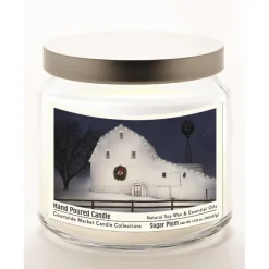 Courtside Market Christmas Night Candle Glass Jar With Silver Lid New