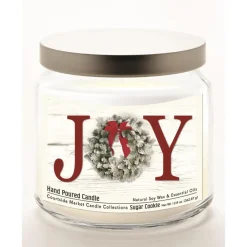 Courtside Market Christmas Joy Candle Glass Jar With Silver Lid Outlet