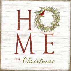 Courtside Market Home For Christmas 14X14 Wood Art Hot