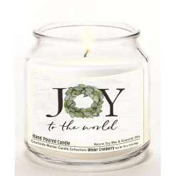 Courtside Market Joy To The World Soy Wax Candle In Glass Jar With Lid New