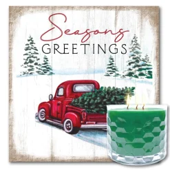 Courtside Market Season's Greetings Artboard & 13.5 Oz. 3-Wick Candle