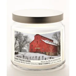 Courtside Market Snow At The Farm Infused Wax Candle With Silver Lid New