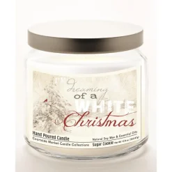 Courtside Market White Christmas Infused Wax Candle With Silver Lid Sale