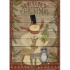 Courtside Market Woodland Snowman Flag 12" X 18" Wood Art Clearance