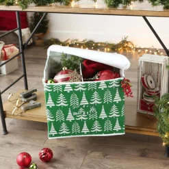 Design Imports Triple Christmas Tree Print Ornament Storage Bin, Large Sale