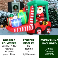 Fraser Hill Farm 6 Ft. Pre-Lit Inflatable Santa In Fork Lift Sale