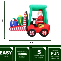 Fraser Hill Farm 6 Ft. Pre-Lit Inflatable Santa In Fork Lift Sale