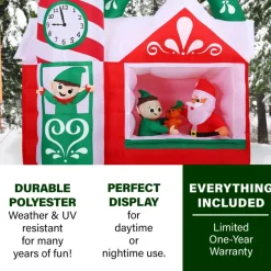 Fraser Hill Farm 7-Ft. Pre-Lit Inflatable Santa's Workshop Online
