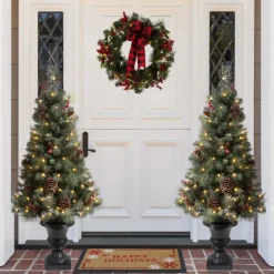 Glitzhome 4 Ft. Flockedchristmastree With Pinecone And Berries Online