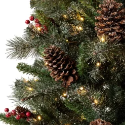 Glitzhome 4 Ft. Flockedchristmastree With Pinecone And Berries Online