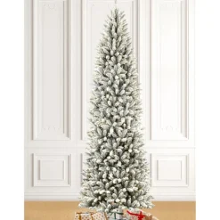 Glitzhome 9 Ft. Preloaded Led Pencil Fir Artificial Christmas Tree New