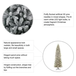 Glitzhome 9 Ft. Preloaded Led Pencil Fir Artificial Christmas Tree New