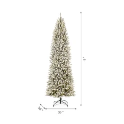 Glitzhome 9 Ft. Preloaded Led Pencil Fir Artificial Christmas Tree New