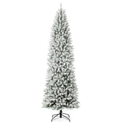Glitzhome 9 Ft. Preloaded Led Pencil Fir Artificial Christmas Tree New