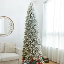 Glitzhome 9 Ft. Preloaded Led Pencil Fir Artificial Christmas Tree New
