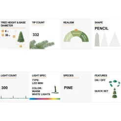 Glitzhome 6 Ft. Preloaded Led Pencil Pine Artificial Christmas Tree Clearance