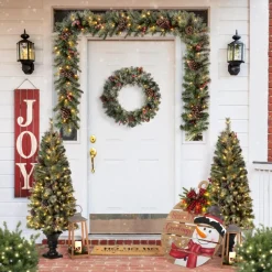 Glitzhome 30.25" H Lighted Round Wooden Snowman Porch Decor Online