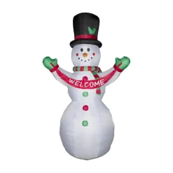 Glitzhome 12' Lighted Inflatable Snowman With Welcome Decor Online