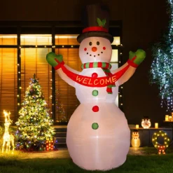 Glitzhome 12' Lighted Inflatable Snowman With Welcome Decor Online