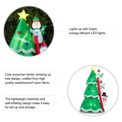Glitzhome 8' Lighted Inflatable Xmas Snowman Climbing Up Tree Decor Best