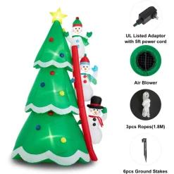 Glitzhome 8' Lighted Inflatable Xmas Snowman Climbing Up Tree Decor Best