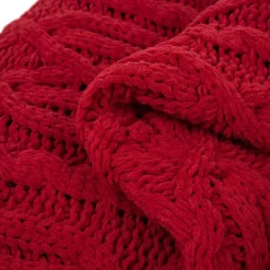 Glitzhome Chenille Knitted Red Throw Blanket New