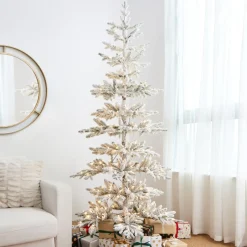 Glitzhome 7Ft. Deluxe Pre-Lit Pine Artificial Christmas Tree W/ Lights Best