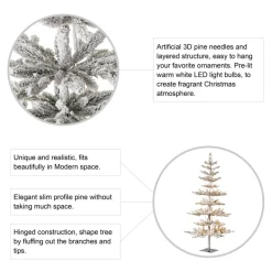 Glitzhome 6Ft Deluxe Pre-Lit Flocked Pine Artificial Christmas Tree Hot