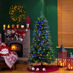 Glitzhome 7.5Ft Pre-Lit Green Fir Artificial Christmas Tree W/ 500 Led Hot