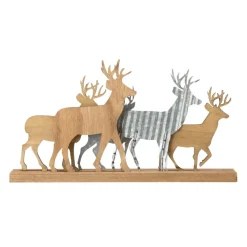 Glitzhome Galvanized Metal And Wooden Reindeer Table Decor Discount