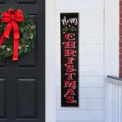 Glitzhome 42"H Lighted Wooden Black Christmas Porch Sign Sale